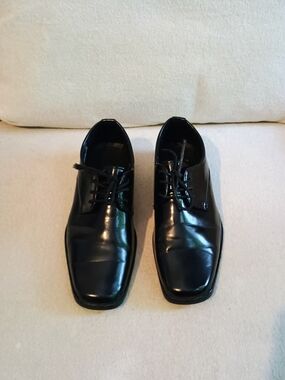 Royal Shoes Men's Black Leather Lace-Up Derby Dress Shoes Square Toe Size 7 A384